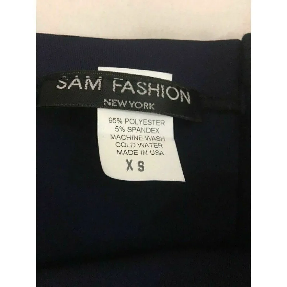 Sam Fashion New York New W Tag Solid Navy Blue Bubble Skirt Xs